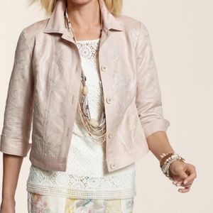 Embroidered Chico’s light pink blazer / jacket